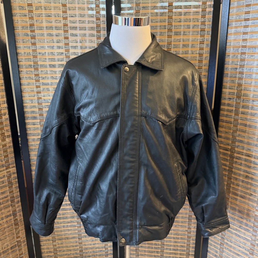Saguaro West Leather Jacket Mens Large Black Bomber Moto Vintage Streetwear